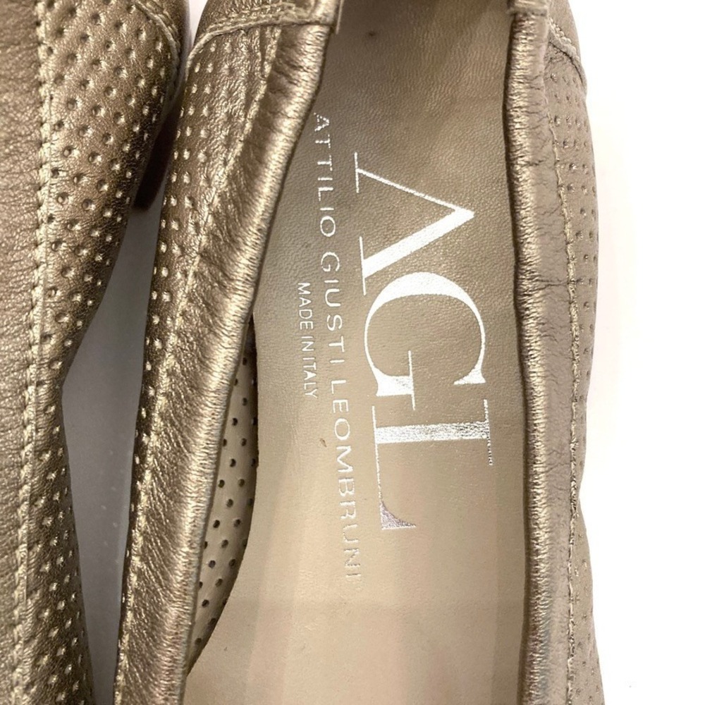 AGL Monika Cap Toe Ballet Flat EU 37 Womens 7 Italy Pewter Leather Patent Toe - Picture 4 of 9